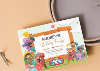 (Free Editable PDF) Yee-Haw! Dino Ranch Birthday Invitation Templates F