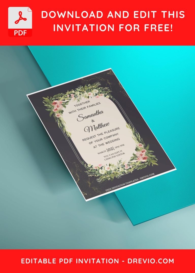 (Free Editable PDF) Garden Whispers Wedding Invitation Templates