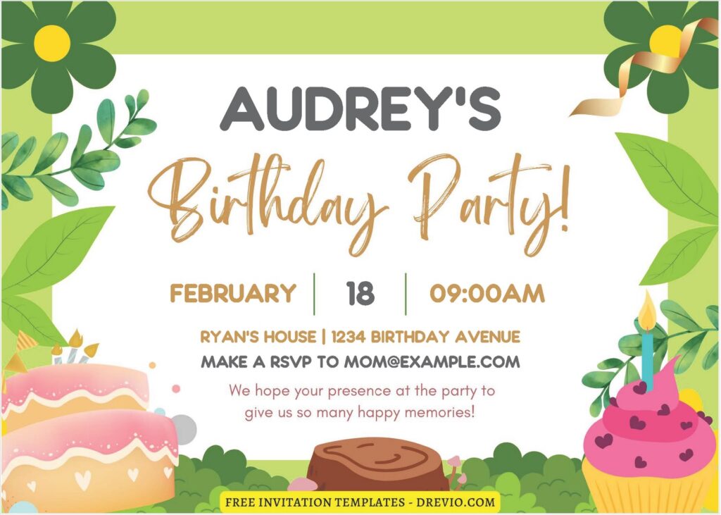 (Free Editable PDF) Lovely Garden Themed Kids Birthday Invitation Templates B