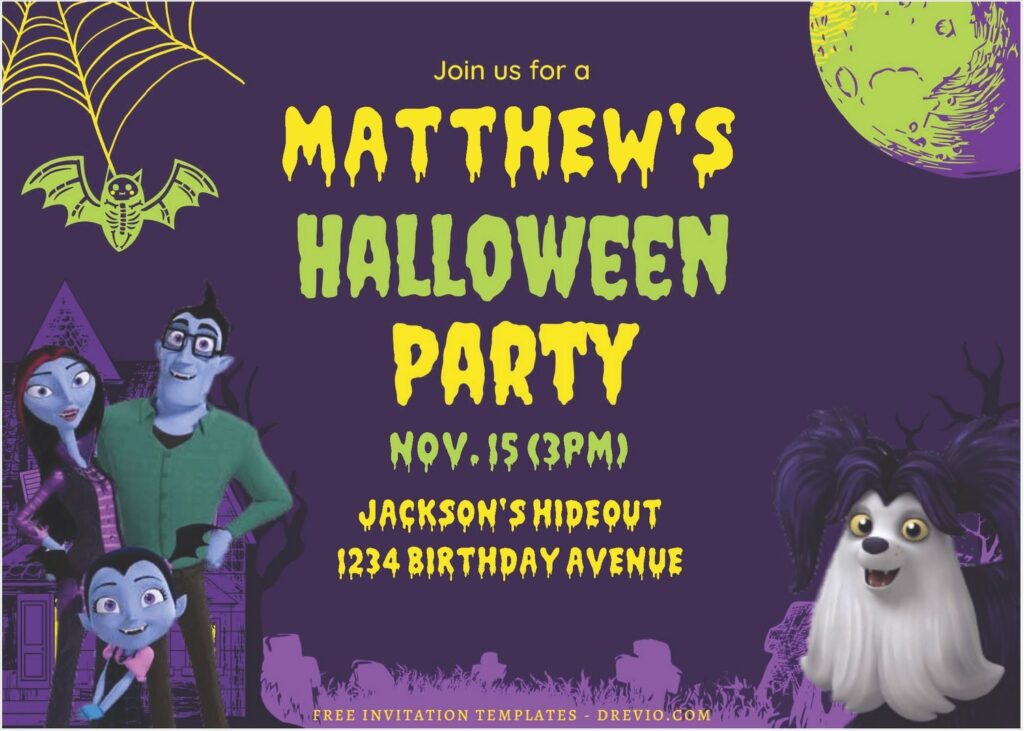 (Free Editable PDF) Creepy And Cute Vampirina Birthday Invitation Templates B