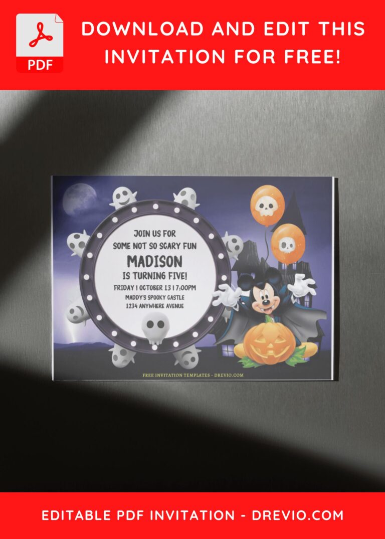 (Free Editable PDF) Hallo-weenie! Mickey Mouse Birthday Invitation Templates H