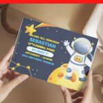 (Free Editable PDF) Adorable Watercolor Astronaut Birthday Invitation Templates