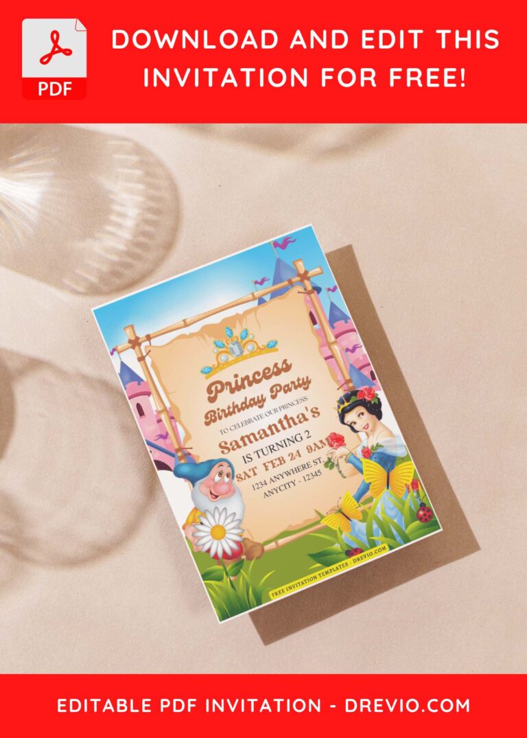 (Free Editable PDF) Snow White Garden Reverie Birthday Invitation Templates J