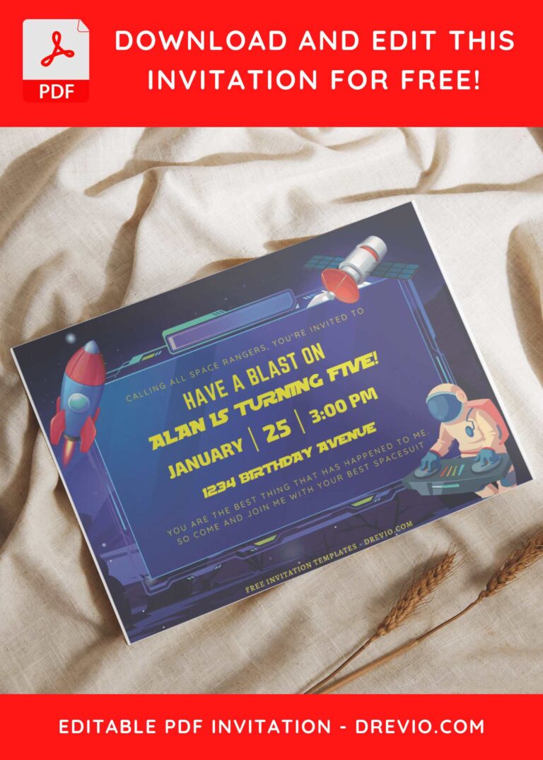 (Free Editable PDF) Adorable Space Ranger Birthday Invitation Templates I