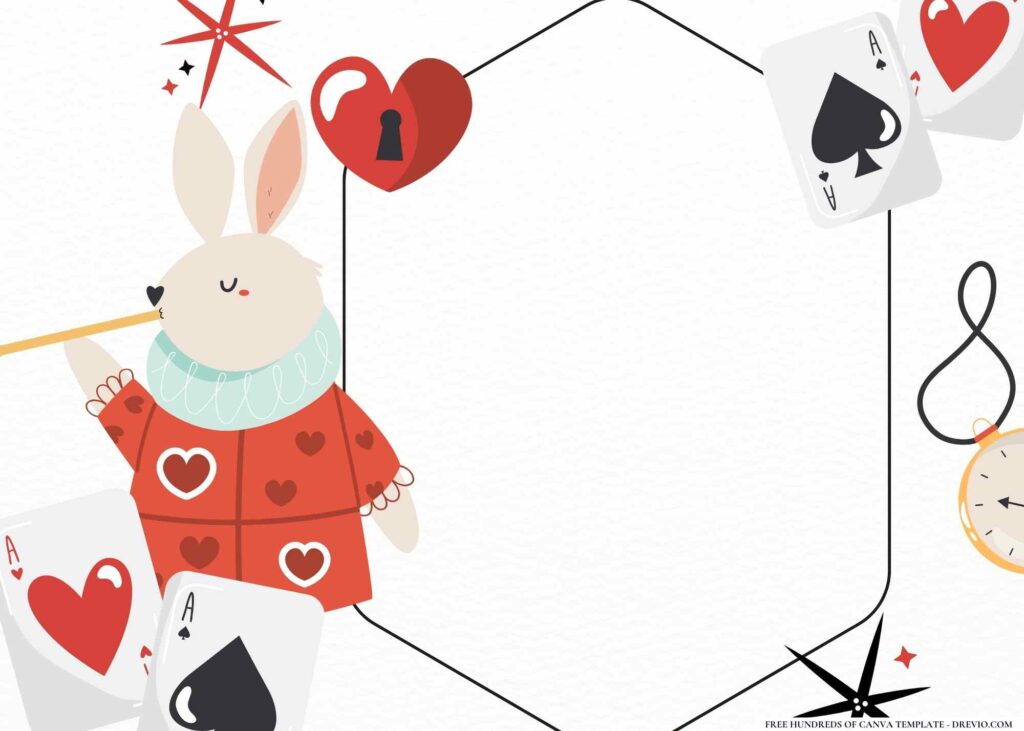 FREE Alice in Wonderland Birthday Canva Templates 10