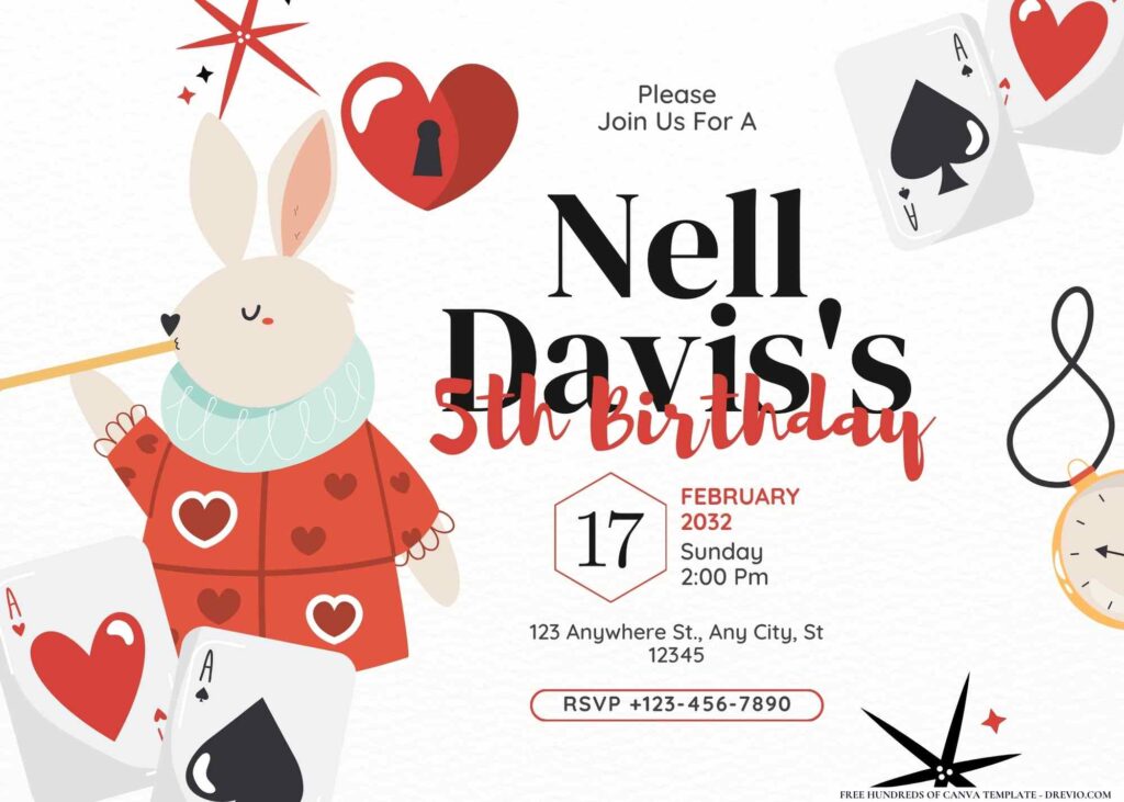 FREE Editable Alice in Wonderland Birthday Invitation