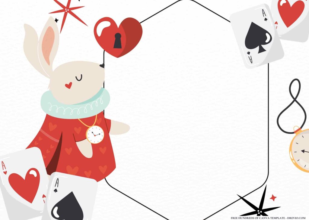 FREE Alice in Wonderland Birthday Canva Templates 18