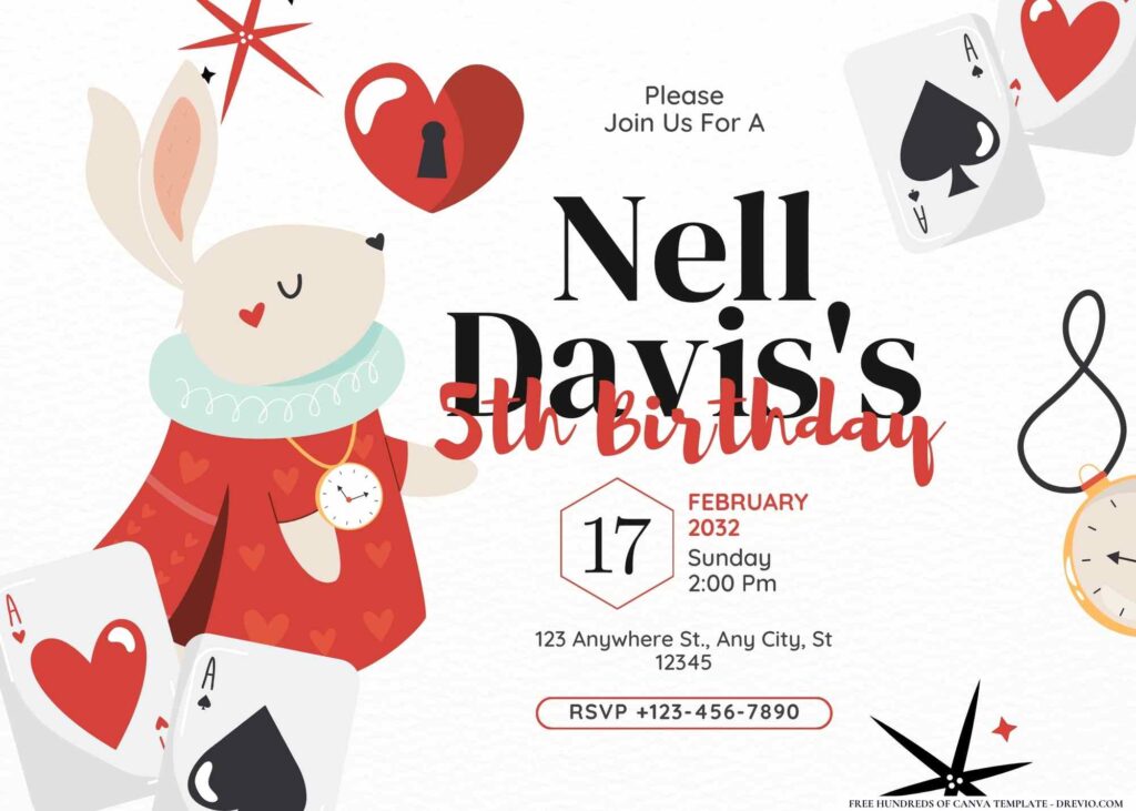 FREE Editable Alice in Wonderland Birthday Invitation