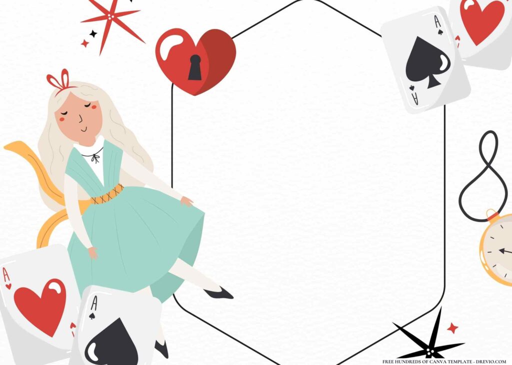 FREE Alice in Wonderland Birthday Canva Templates 2
