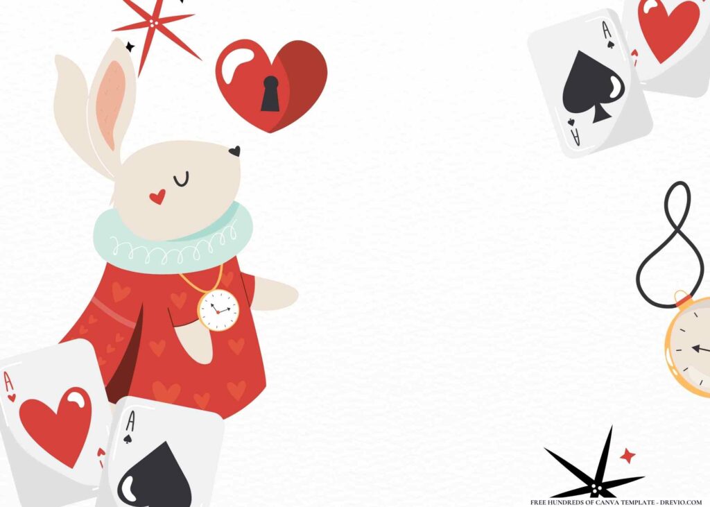 FREE Alice in Wonderland Birthday Canva Templates 20