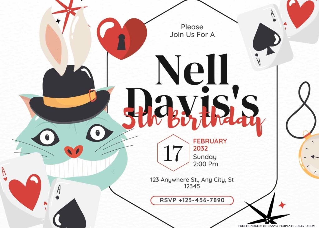 FREE Editable Alice in Wonderland Birthday Invitation