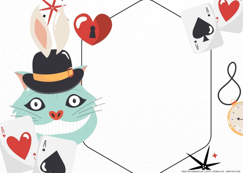 FREE Alice in Wonderland Birthday Canva Templates 22