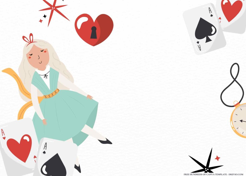 FREE Alice in Wonderland Birthday Canva Templates 4