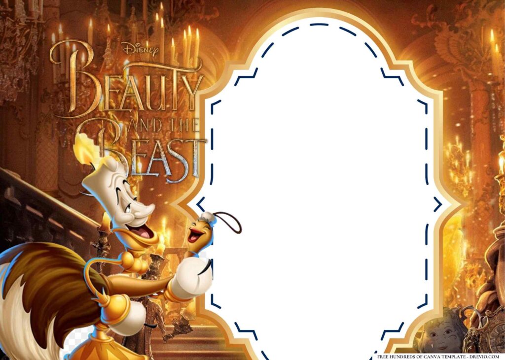 FREE Beauty and the Beast Birthday Canva Templates 10