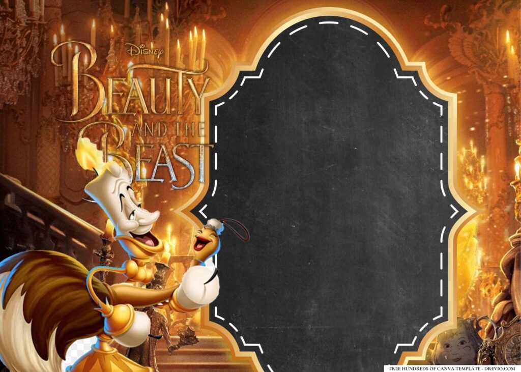 FREE Beauty and the Beast Birthday Canva Templates 12