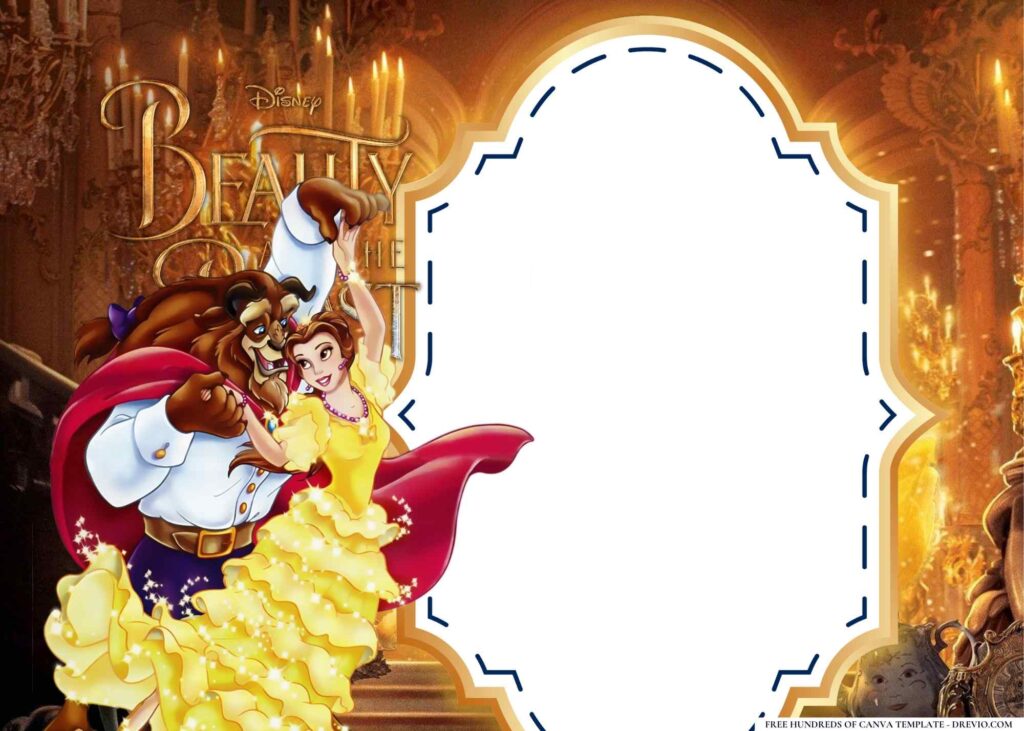 FREE Beauty and the Beast Birthday Canva Templates 14