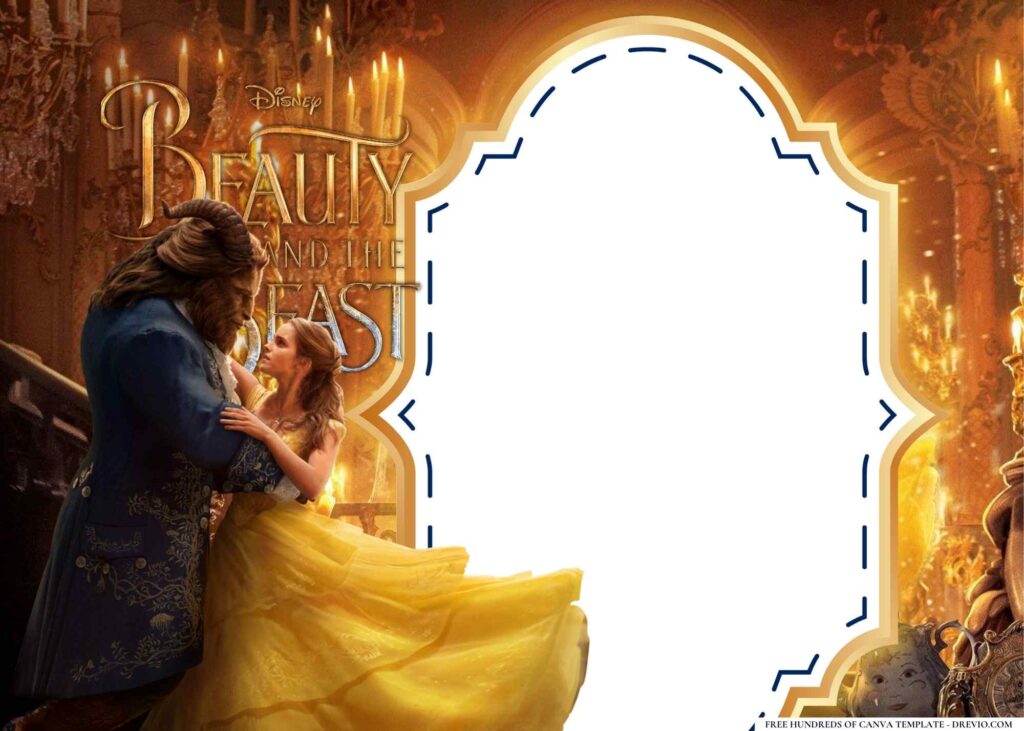 FREE Beauty and the Beast Birthday Canva Templates 2
