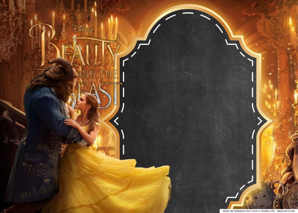 FREE Beauty and the Beast Birthday Canva Templates 4