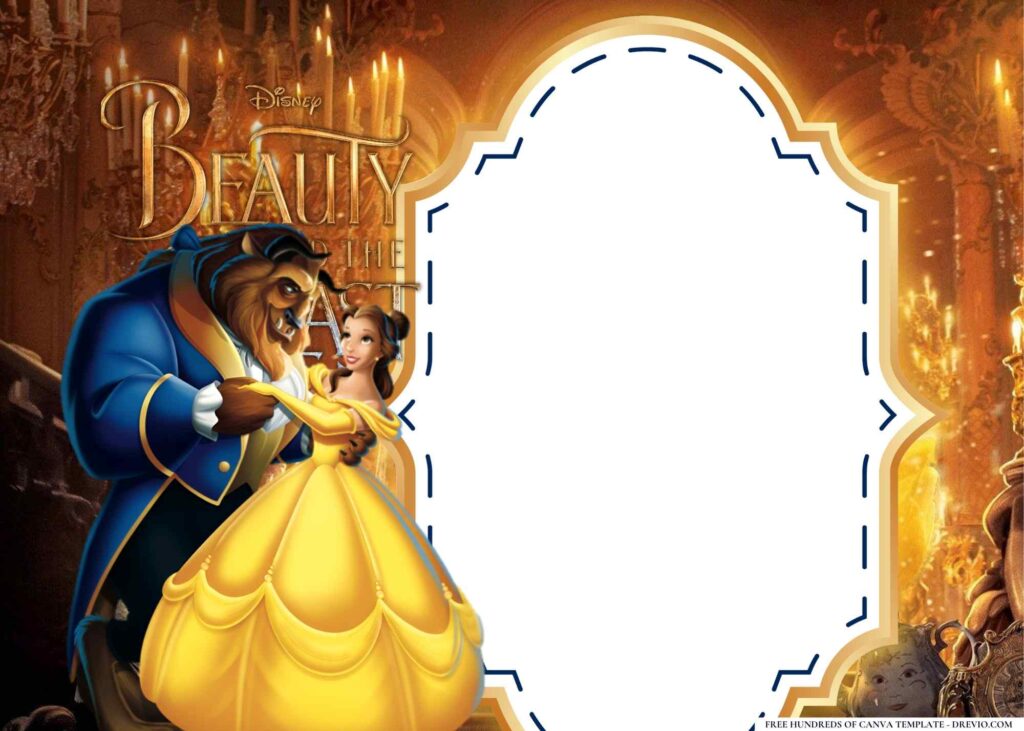 FREE Beauty and the Beast Birthday Canva Templates 6