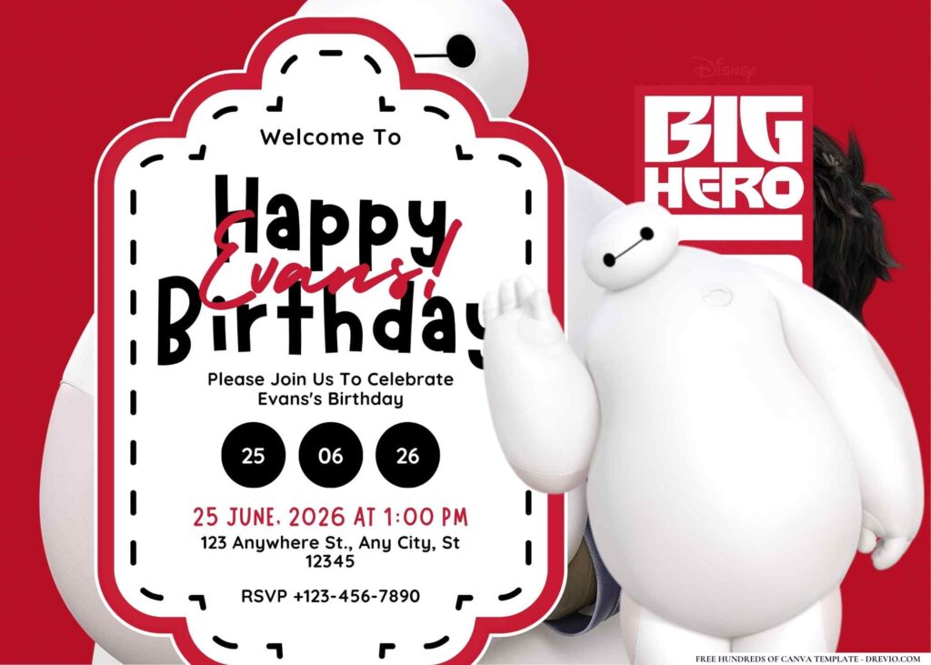 FREE Editable Big Hero 6 Birthday Invitation