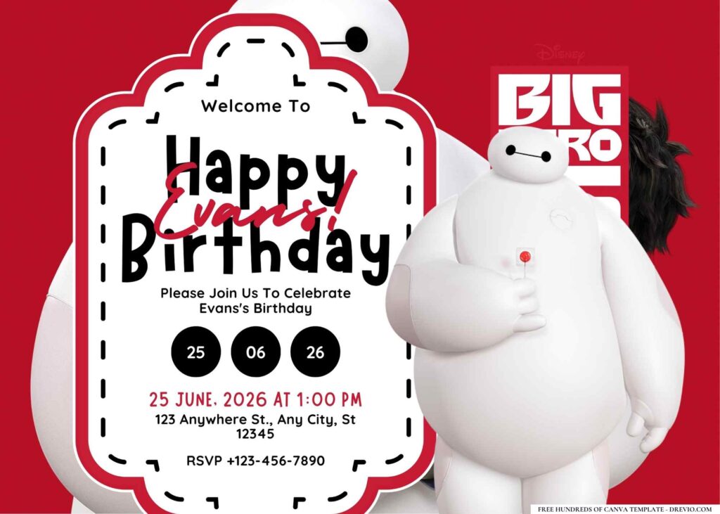 FREE Editable Big Hero 6 Birthday Invitation