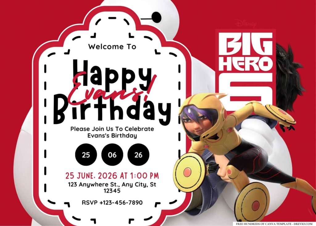 FREE Editable Big Hero 6 Birthday Invitation