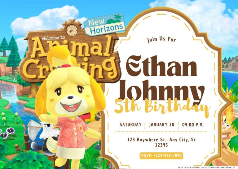 FREE Editable Animal Crossing Birthday Invitation