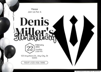 FREE Editable Black Tie Birthday Invitation