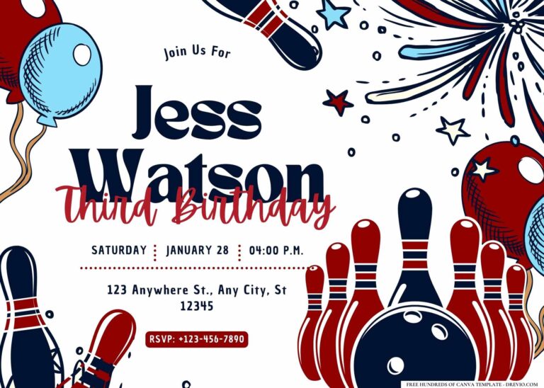 FREE Editable Bowling Birthday Invitation