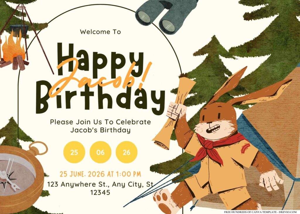FREE Editable Camping Trip Birthday Invitation
