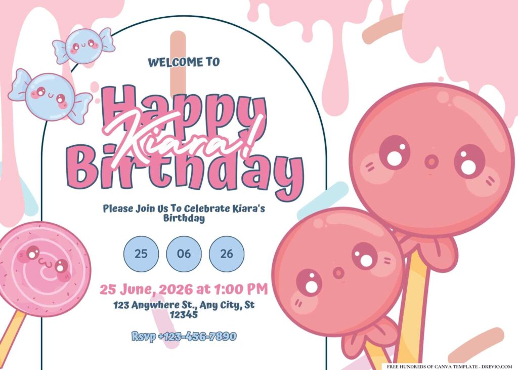 FREE Editable Candyland Birthday Invitation