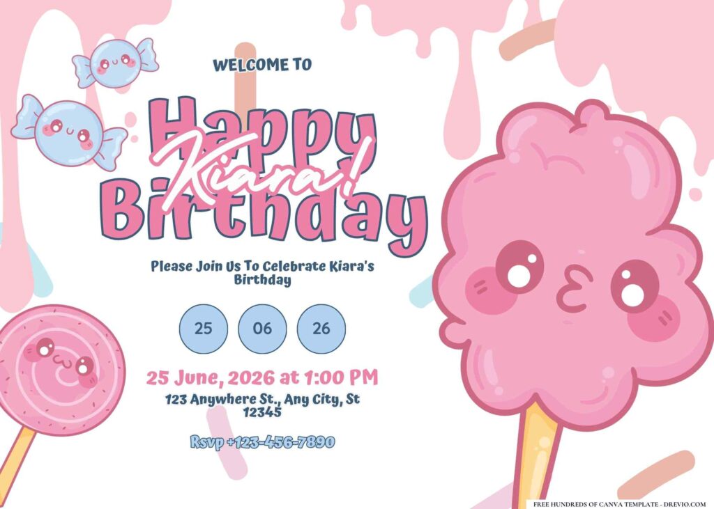 FREE Editable Candyland Birthday Invitation