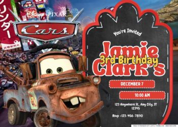 FREE Editable Cars Racing Birthday Invitation