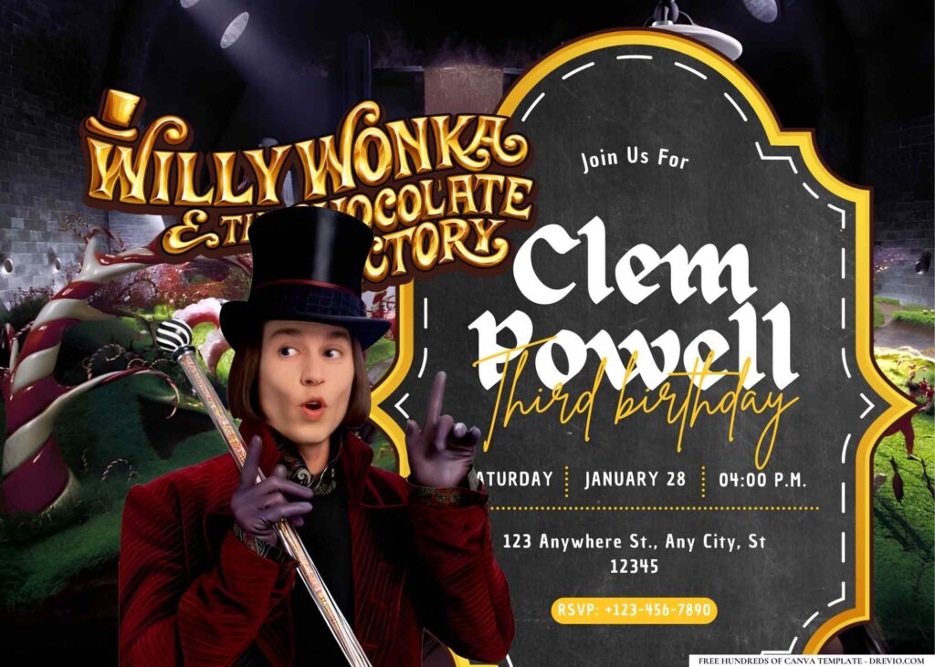 FREE Editable Charlie and the Chocolate Factory Birthday Invitation