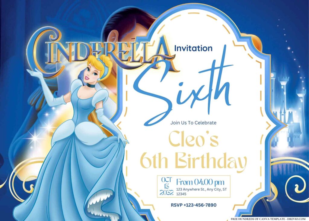 FREE Editable Cinderella Birthday Invitation