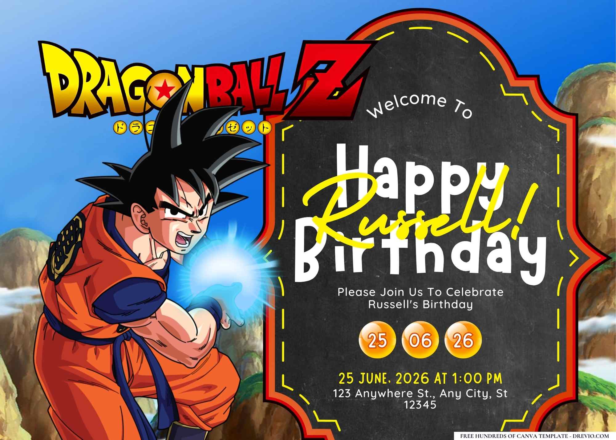 FREE Editable Dragon Ball Z Birthday Invitation