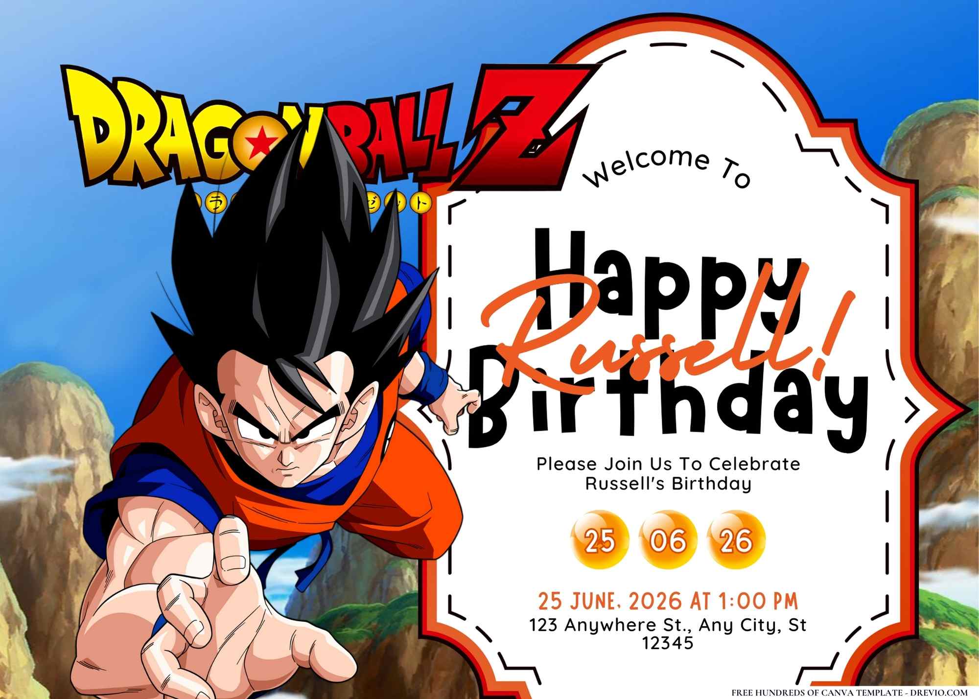 FREE Editable Dragon Ball Z Birthday Invitation