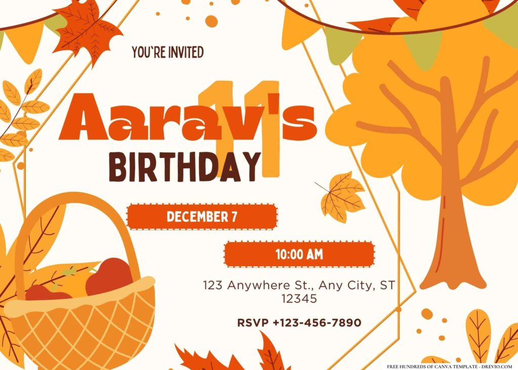 FREE Editable Fall Harvest Birthday Invitation