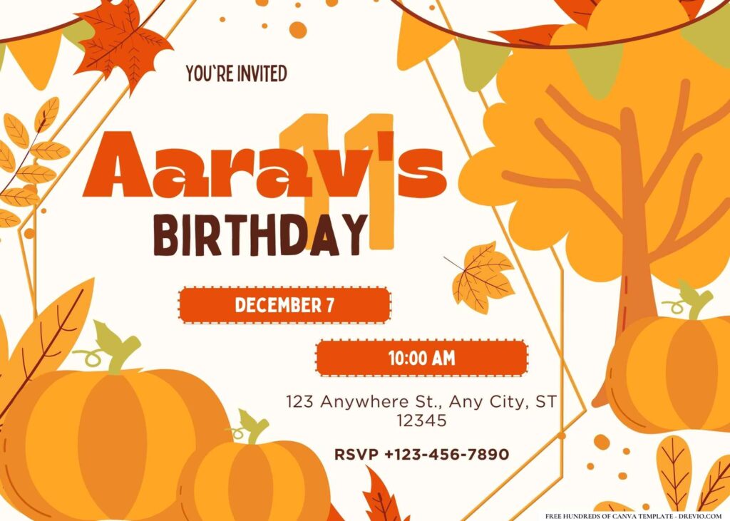 FREE Editable Fall Harvest Birthday Invitation