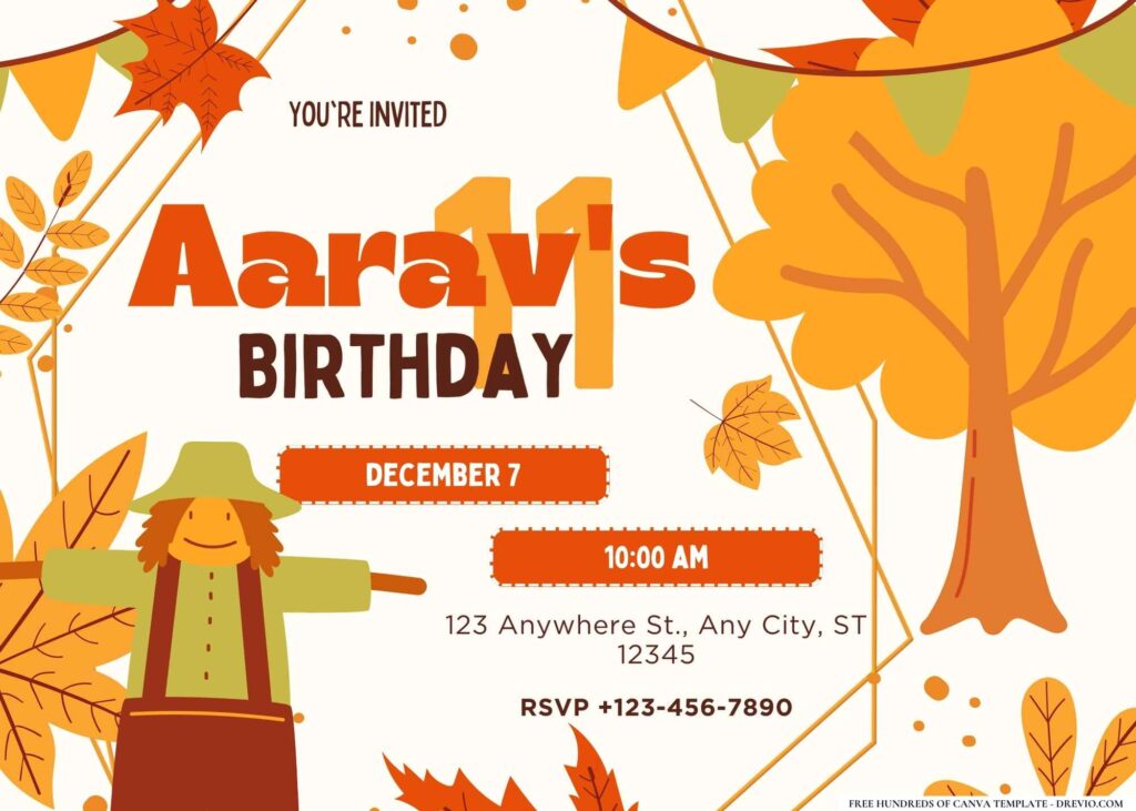 FREE Editable Fall Harvest Birthday Invitation