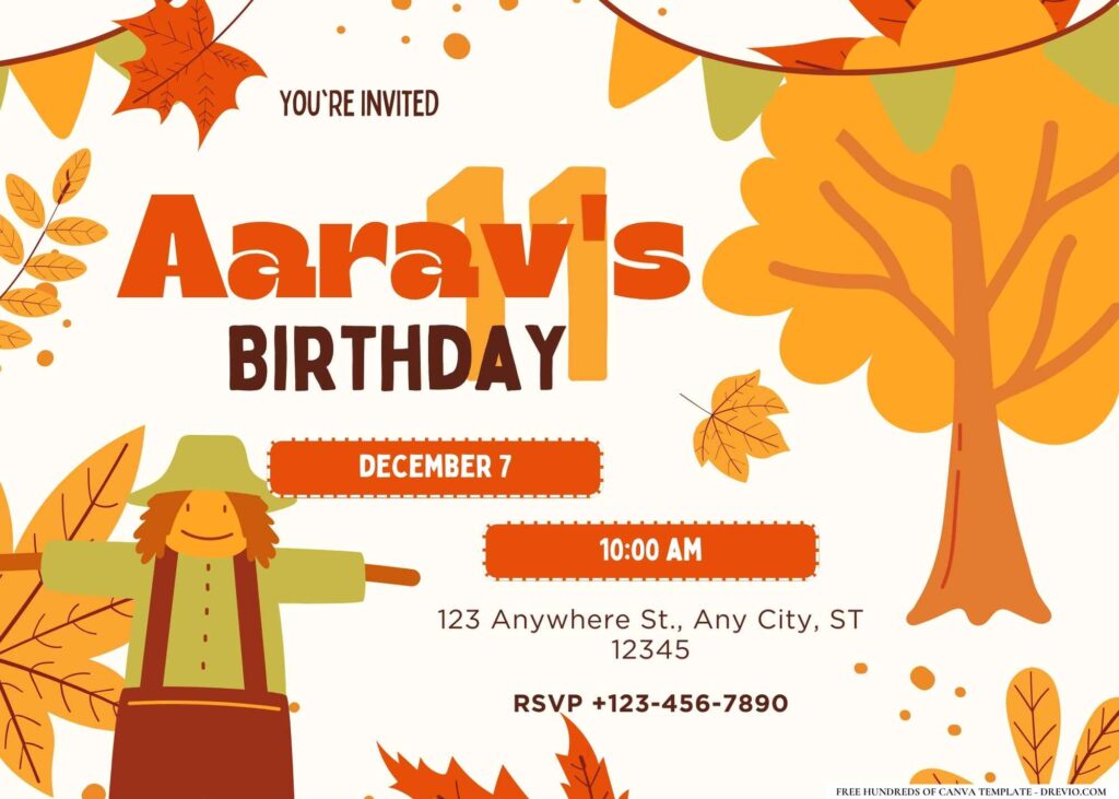 FREE Editable Fall Harvest Birthday Invitation