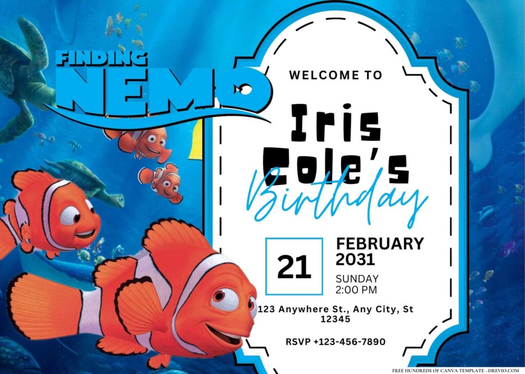 FREE Editable Finding Nemo Birthday Invitation