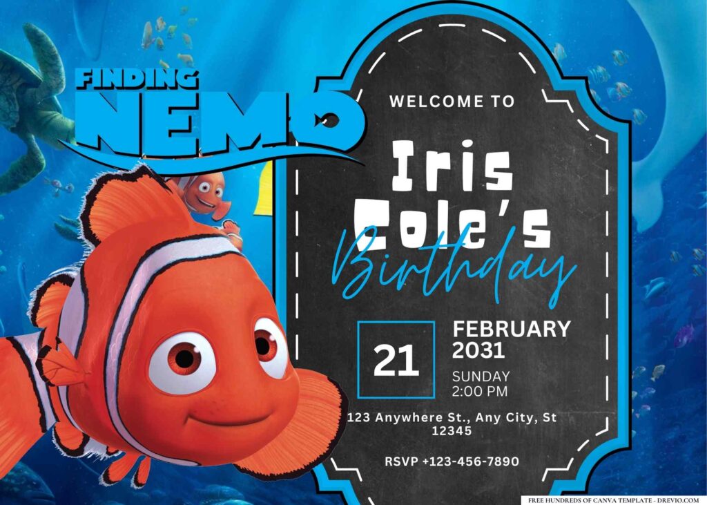 FREE Editable Finding Nemo Birthday Invitation