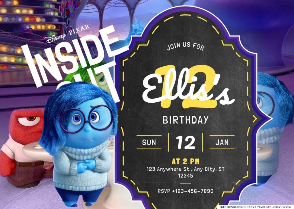 FREE Editable Inside Out Birthday Invitation