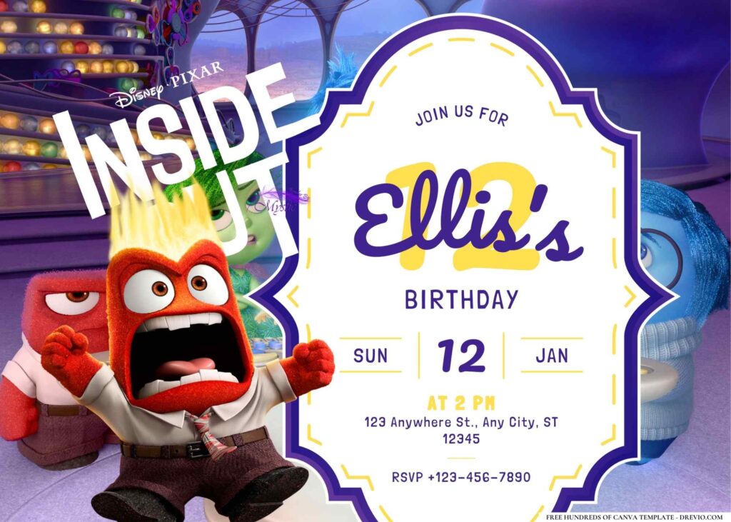 FREE Editable Inside Out Birthday Invitation