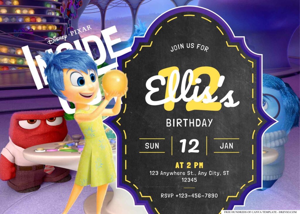 FREE Editable Inside Out Birthday Invitation