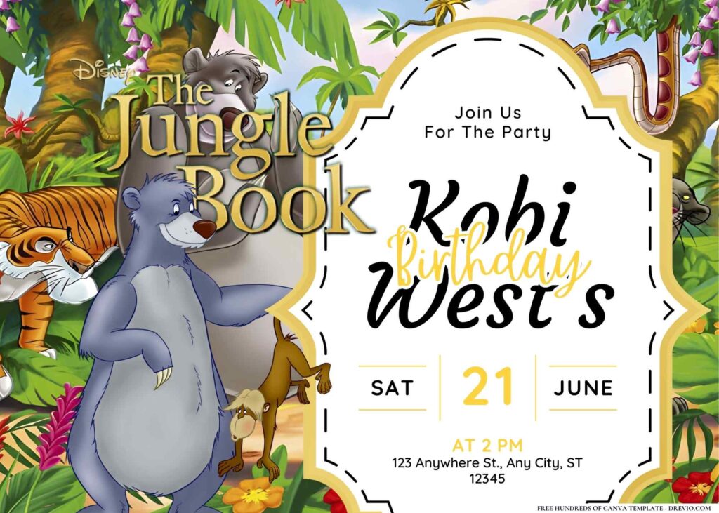 FREE Editable Jungle Book Birthday Invitation