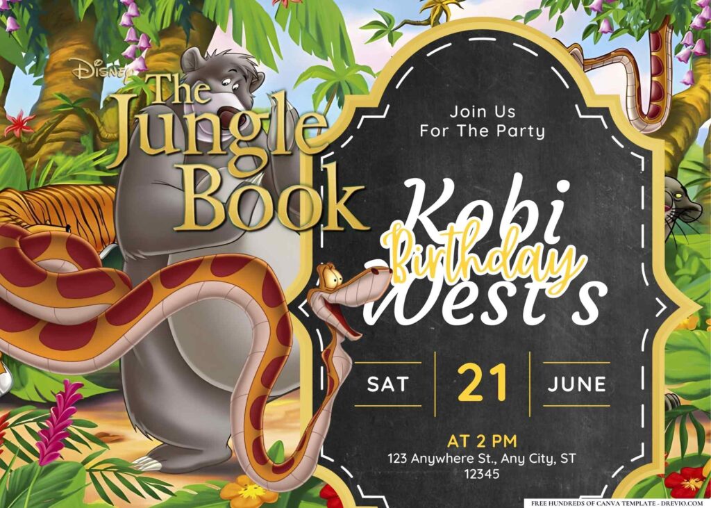 FREE Editable Jungle Book Birthday Invitation