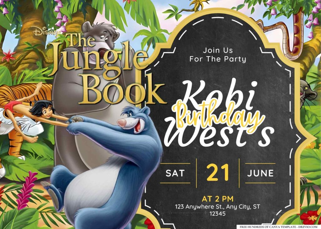 FREE Editable Jungle Book Birthday Invitation