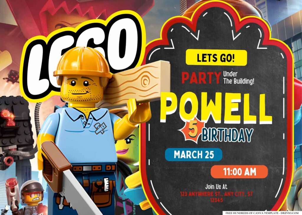 FREE Editable LEGO Builders Birthday Invitation